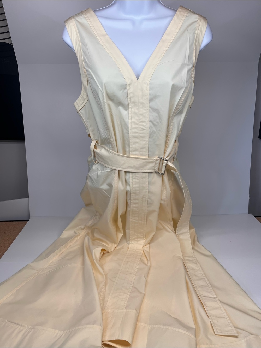 3.1 Phillip Lim Cream V-Neck Sleeveless Belted Maxi Dress